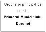 Text Box: Ordonator principal de credite
Primarul Municipiului 
Dorohoi

