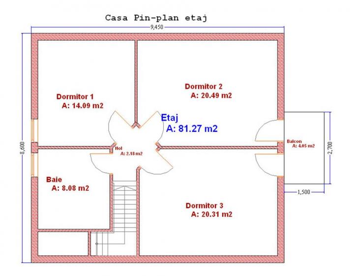 Plan etaj casa Pin