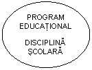 Oval: PROGRAM EDUCATIONAL

DISCIPLINA SCOLARA
