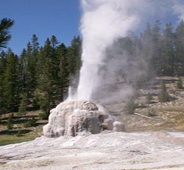 Lone Star geyser erupting, Check at Old Faithful Visitor Center for times