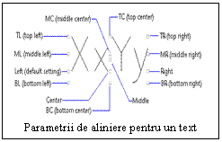 Text Box:  
Parametrii de aliniere pentru un text
