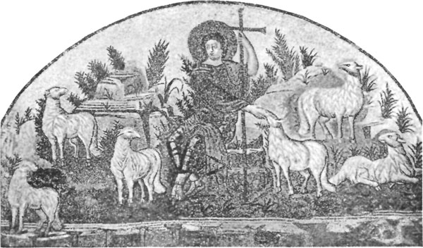 FIG. 19.�CHRIST AS GOOD SHEPHERD. MOSAIC, RAVENNA,
FIFTH CENTURY.