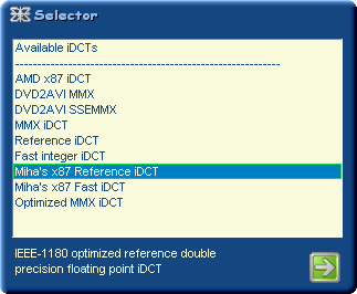 Xmpeg iDCT Selector