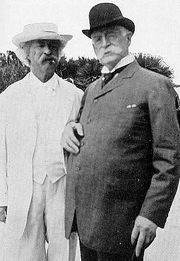 A late life friendship for each, Mark Twain and Henry Huttleston Rogers in 1908.
