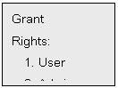 Text Box: Grant 
Rights:
1. User
2. Admin.
