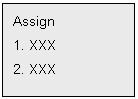 Text Box: Assign
1. XXX
2. XXX

