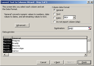 Figure 6-4: Setting a data format for the data.