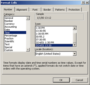 Figure 4-7: Select a time format. The bottom two choices show the date as well.