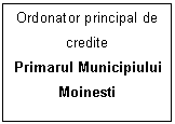 Text Box: Ordonator principal de credite
Primarul Municipiului 
Moinesti

