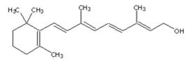 Asa cum se poate observa din structura, retinolul este derivat din izopren si are ca grupa functionala un hidroxil. Prima sinteza completa a acestui compus a fost gasita de David Adriaan van Dorp si Jozef Ferdinand Arens in 1947.