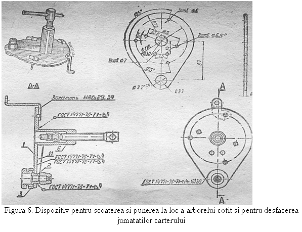 Text Box: 
Figura 6. Dispozitiv pentru scoaterea si punerea la loc a arborelui cotit si pentru desfacerea jumatatilor carterului
