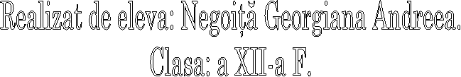 Realizat de eleva: Negoita Georgiana Andreea.
Clasa: a XII-a F.
