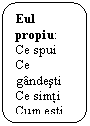 Rounded Rectangle: Eul propiu:
Ce spui
Ce gandesti
Ce simti
Cum esti

