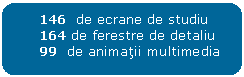 Rounded Rectangle: 146  de ecrane de studiu 
164 de ferestre de detaliu 
99  de animatii multimedia 

