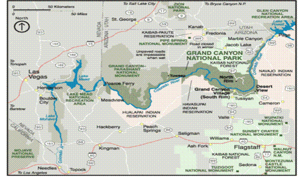 Grand Canyon area map