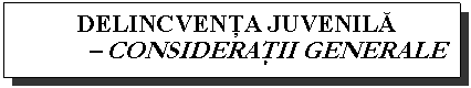 Text Box: DELINCVENTA JUVENILA 
- CONSIDERATII GENERALE - 
