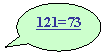 Oval Callout: 121=73

