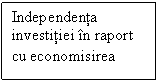 Text Box: Independenta investitiei in raport cu economisirea