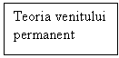 Text Box: Teoria venitului permanent