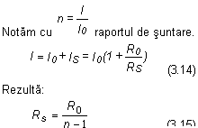 Text Box: Notam cu   raportul de suntare.
      (3.14)
Rezulta:                    	
	                         (3.15)
		
