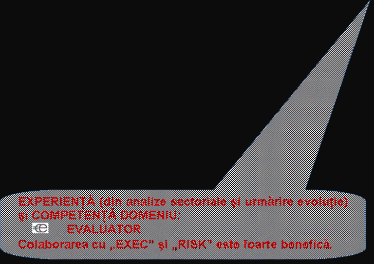 Rounded Rectangular Callout: EXPERIENTA (din analize sectoriale si urmarire evolutie) si COMPETENTA DOMENIU:
 EVALUATOR
Colaborarea cu 