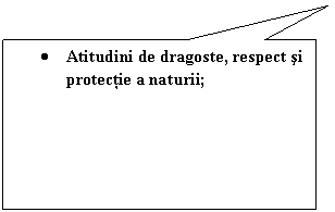 Rectangular Callout: . Atitudini de dragoste, respect si protectie a naturii;