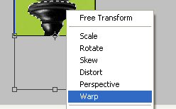 Then on the selection click with right click select Warp