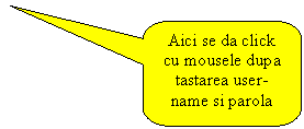 Rounded Rectangular Callout: Aici se da click cu mousele dupa tastarea user-name si parola

