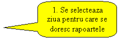 Rounded Rectangular Callout: 1. Se selecteaza ziua pentru care se doresc rapoartele