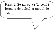 Rounded Rectangular Callout: Pasul 2. Se introduce in celula formula de calcul si modul de calcul.