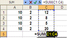 Insumarea valorilor unor celule folosind formula dedicata