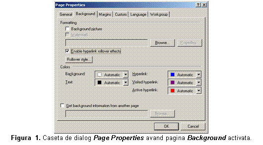 Text Box:  
Figura  3. Caseta de dialog Page Properties avand pagina Background activata.
