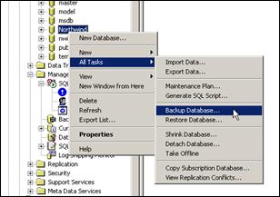 Figure 9: Backup database through Enterprise Manager