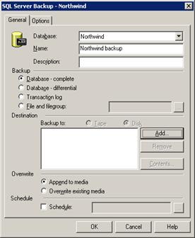 Figure 10: Backup Database dialog box