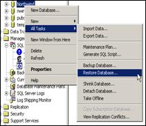 Figure 15: Restore database through Enterprise Manager 