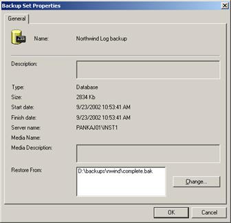 Figure 17: Backup Set Properties dialog box