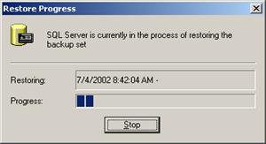 Figure 19: Restore Progress dialog box