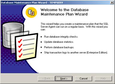 Figure 44: Maintenance Plan welcome dialog box