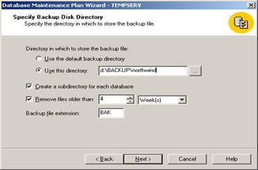 Figure 49: Specify database backup directory