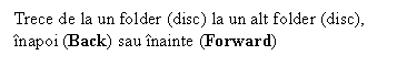 Text Box: Trece de la un folder (disc) la un alt folder (disc), inapoi (Back) sau inainte (Forward)