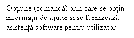 Text Box: Optiune (comanda) prin care se obtin informatii de ajutor si se furnizeaza asistenta software pentru utilizator 