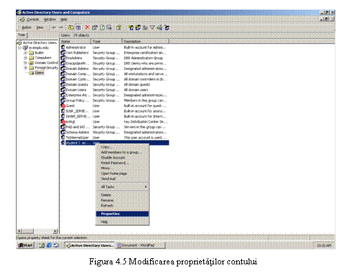 Text Box: 
Figura 4.5 Modificarea proprietatilor contului
