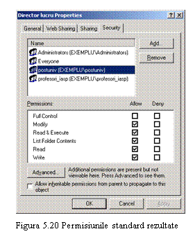 Text Box:  
Figura 5.20 Permisiunile standard rezultate din combinarea permisiunilor speciale
