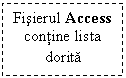 Text Box: Fisierul Access contine lista dorita