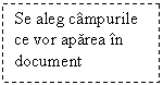 Text Box: Se aleg campurile ce vor aparea in document