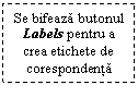 Text Box: Se bifeaza butonul Labels pentru a crea etichete de corespondenta