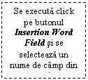 Text Box: Se executa click pe butonul Insertion Word Field si se selecteaza un nume de camp din meniu