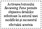 Text Box: Activarea butonului Reviewing Pane permite obtinerea detaliilor referitoare la autorul unei modificari si momentul efectuarii acesteia