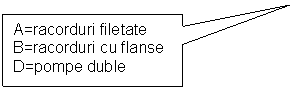 Rectangular Callout: A=racorduri filetate
B=racorduri cu flanse
D=pompe duble
