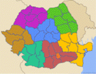 Harta regiunilor de dezvoltare din Romania